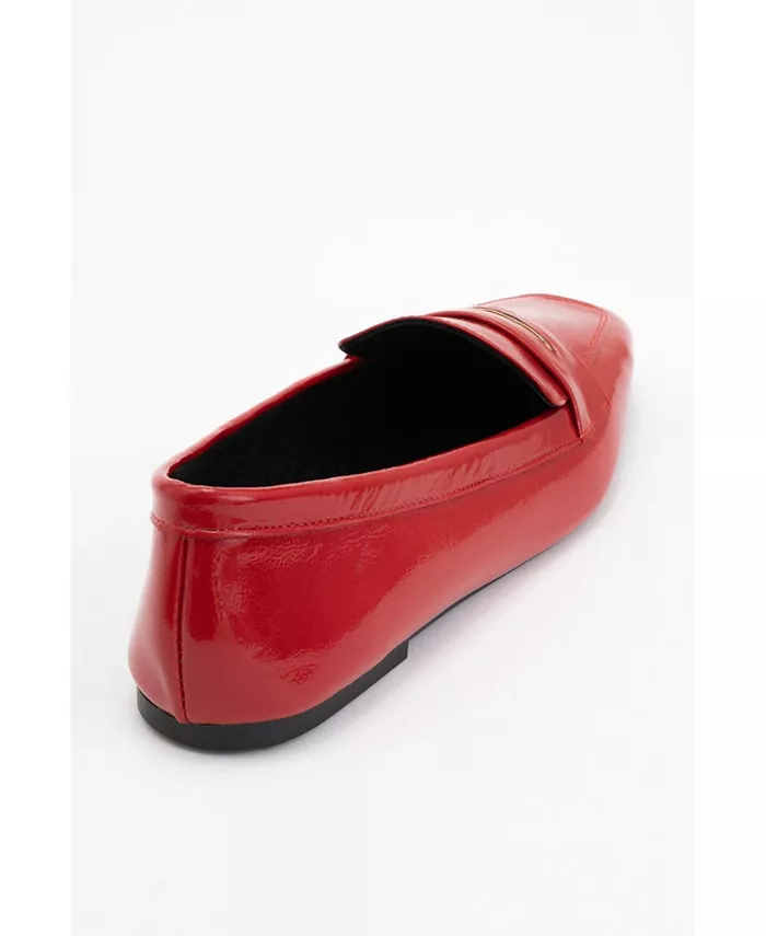 Иридесса Кожаные Лоферы на Плоской Подошве (Женщины) Forever & Always Shoes, красный — фото 3
