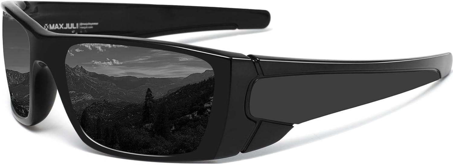

Солнцезащитные очки MAXJULI XL Z87 с обтекаемой формой для мужчин с большой широкой головой, сверхлегкие, защита от УФ-излучения UV400, модель Z8236, TR90, Black/Cat.4 Grey Lens Polarized
