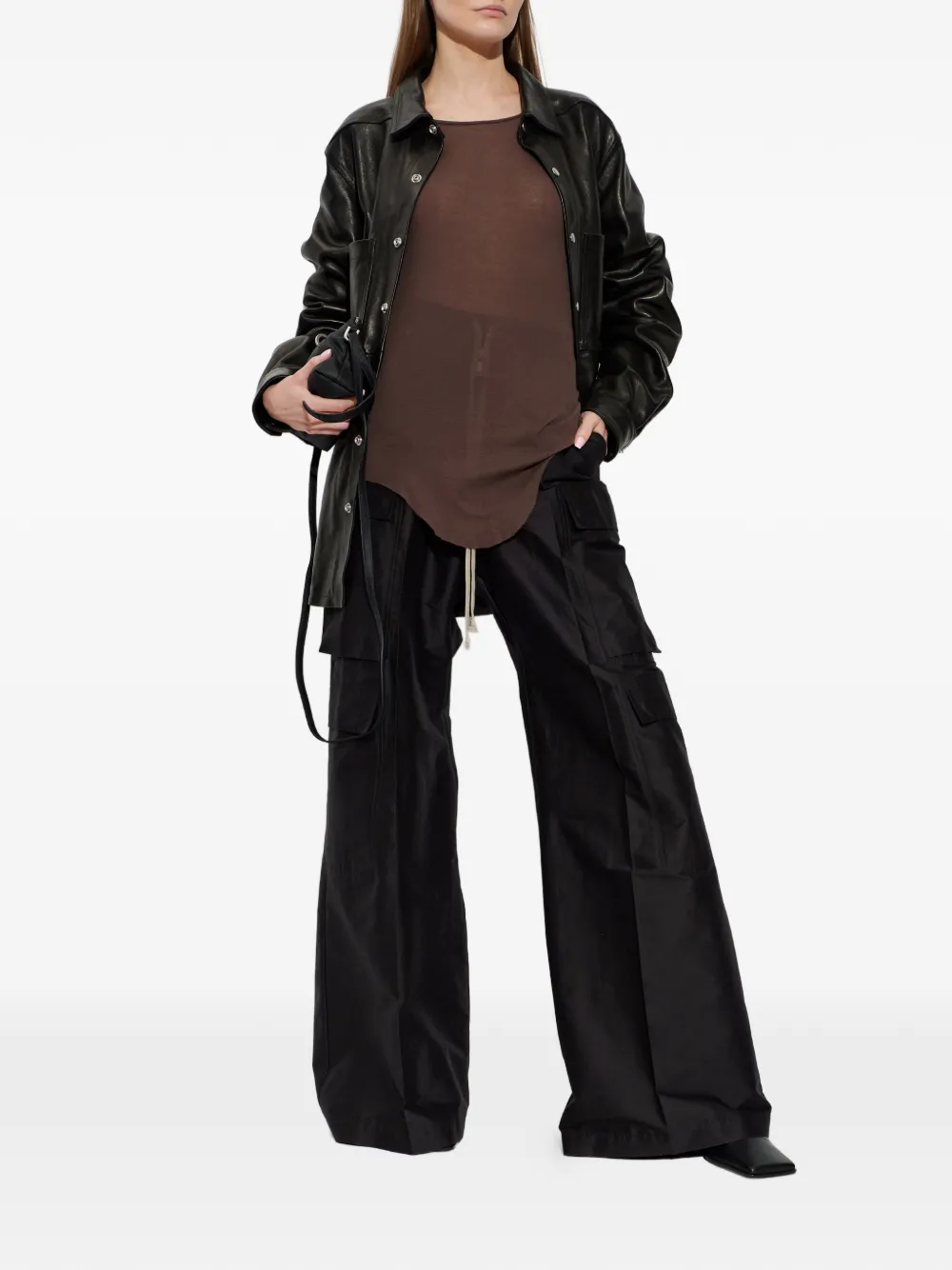 Топ с круглым вырезом и спинкой-борцовкой Rick Owens, коричневый — фото 2