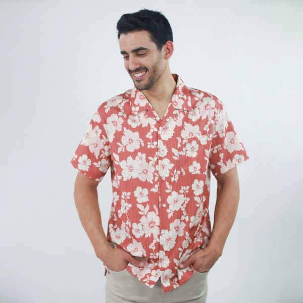 

Мужская льняная рубашка с коротким рукавом Jachs, цвет red floral