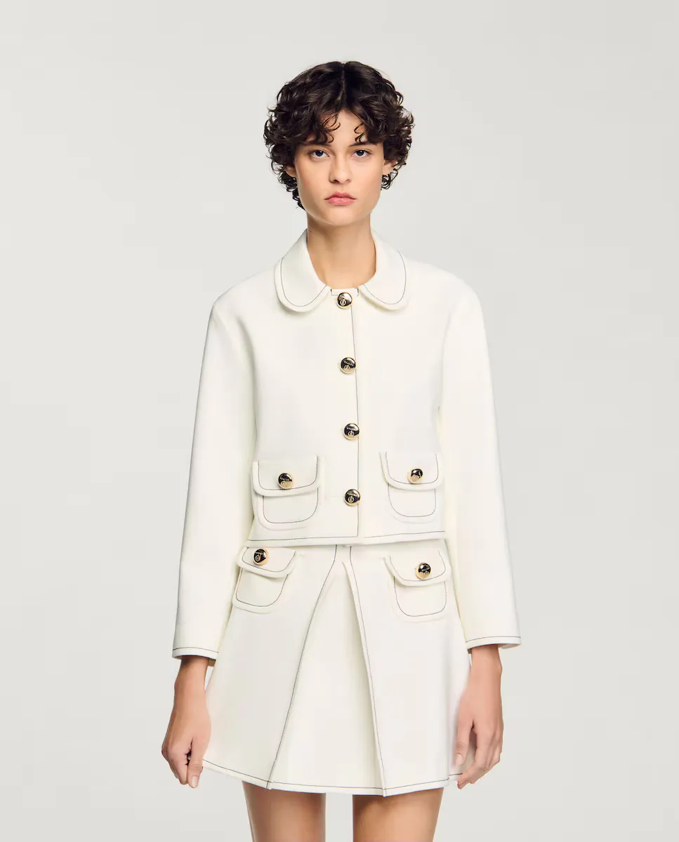 

Короткая женская куртка с детским воротником Sandro, белый