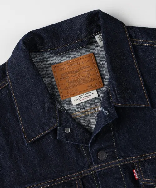 【Levi's】Свободная джинсовая куртка-тракер (индиго / желтая строчка / джинсовая куртка) — фото 4