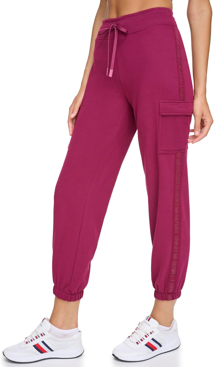 Женские флисовые джоггеры Tommy Hilfiger с боковыми лентами, Beet Red — фото 3