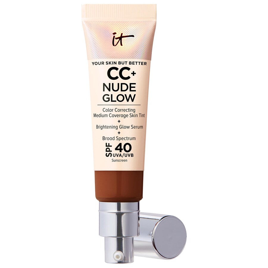 

Тональная основа CC+ Nude Glow Lightweight Foundation + Glow Serum с SPF 40 и ниацинамидом IT Cosmetics, 1.1 oz /32 mL, Deep