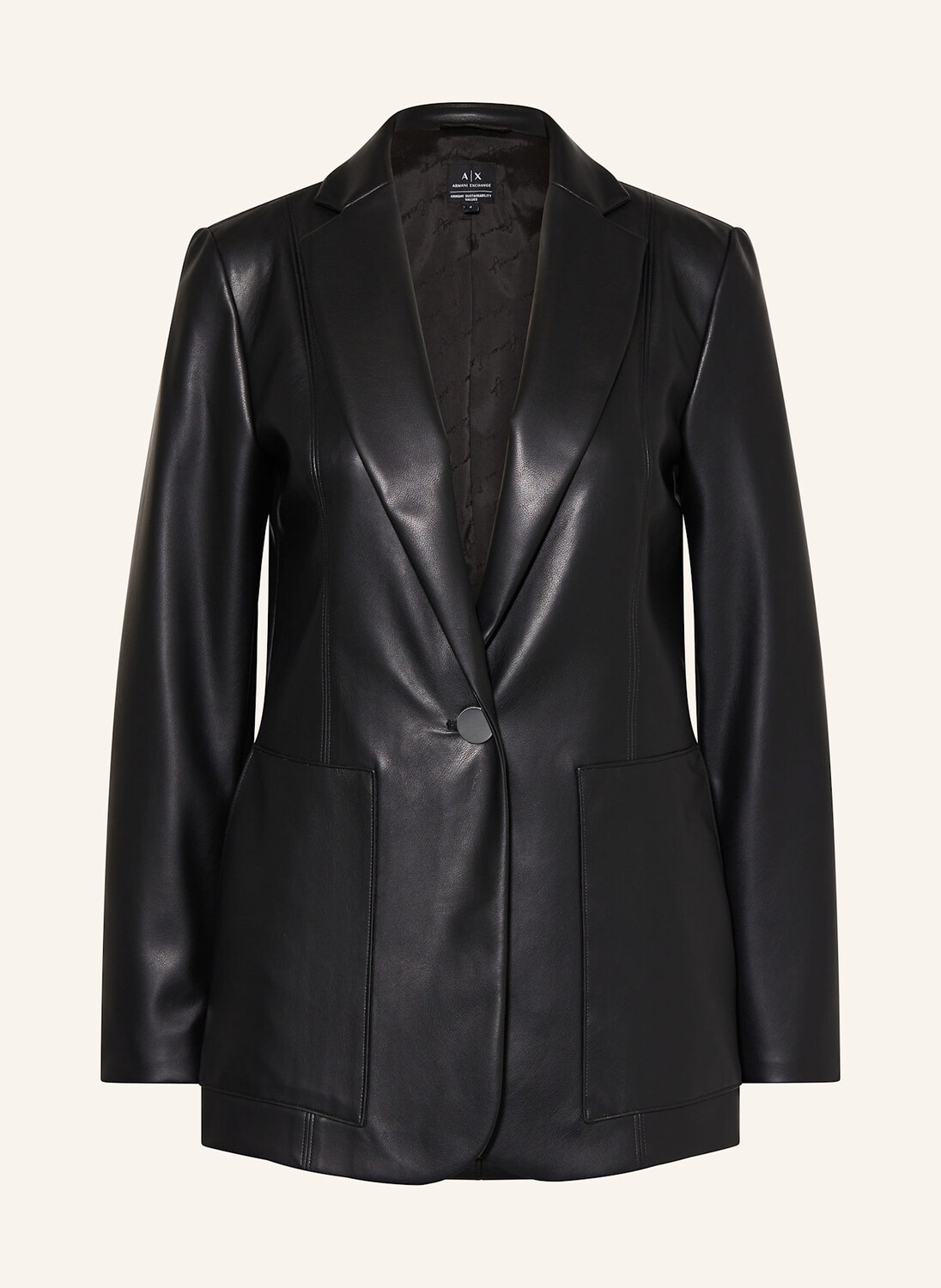 

Блейзер из искусственной кожи Armani Exchange, черный