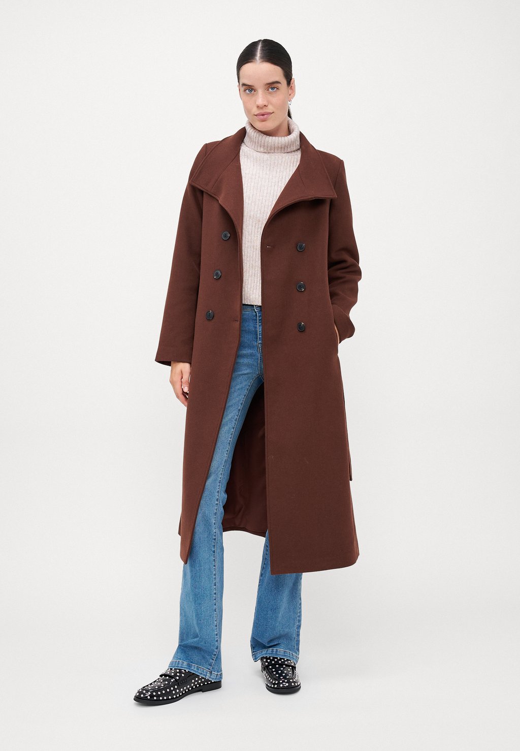 

Классическое пальто ONLMEDINA LONG BELTED COAT ONLY Tall, бордовый