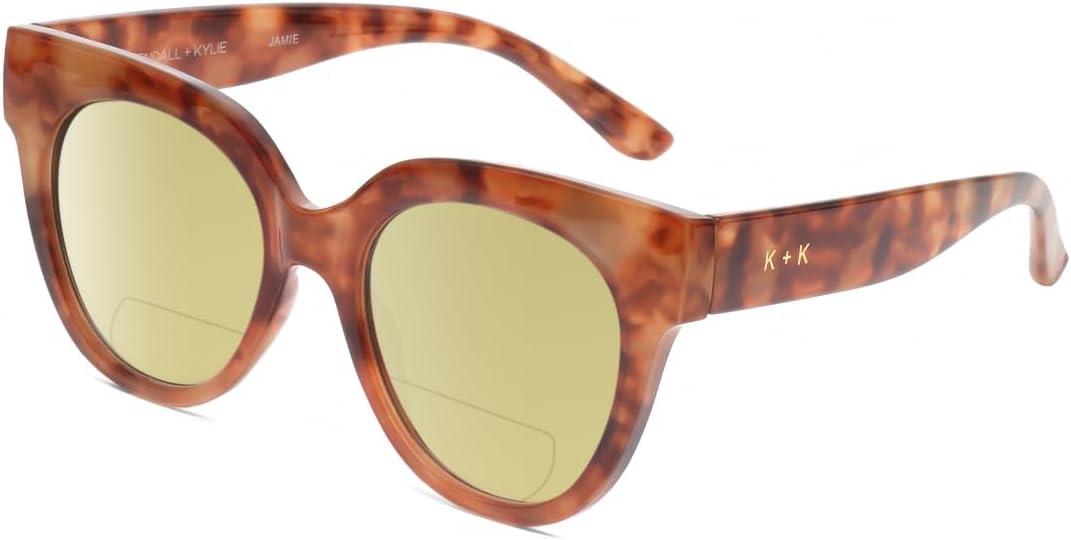

Солнцезащитные очки для чтения Calabria K+K JAMIE Round Polarized BiFocal для женщин, модные дизайнерские очки с бифокальными линзами, Golden Tortoise Havana Crystal/Yellow Lens