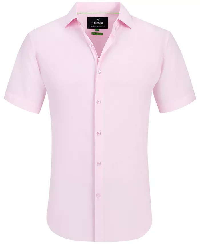

Мужская облегающая рубашка с коротким рукавом Performance Button Down Tom Baine, розовый