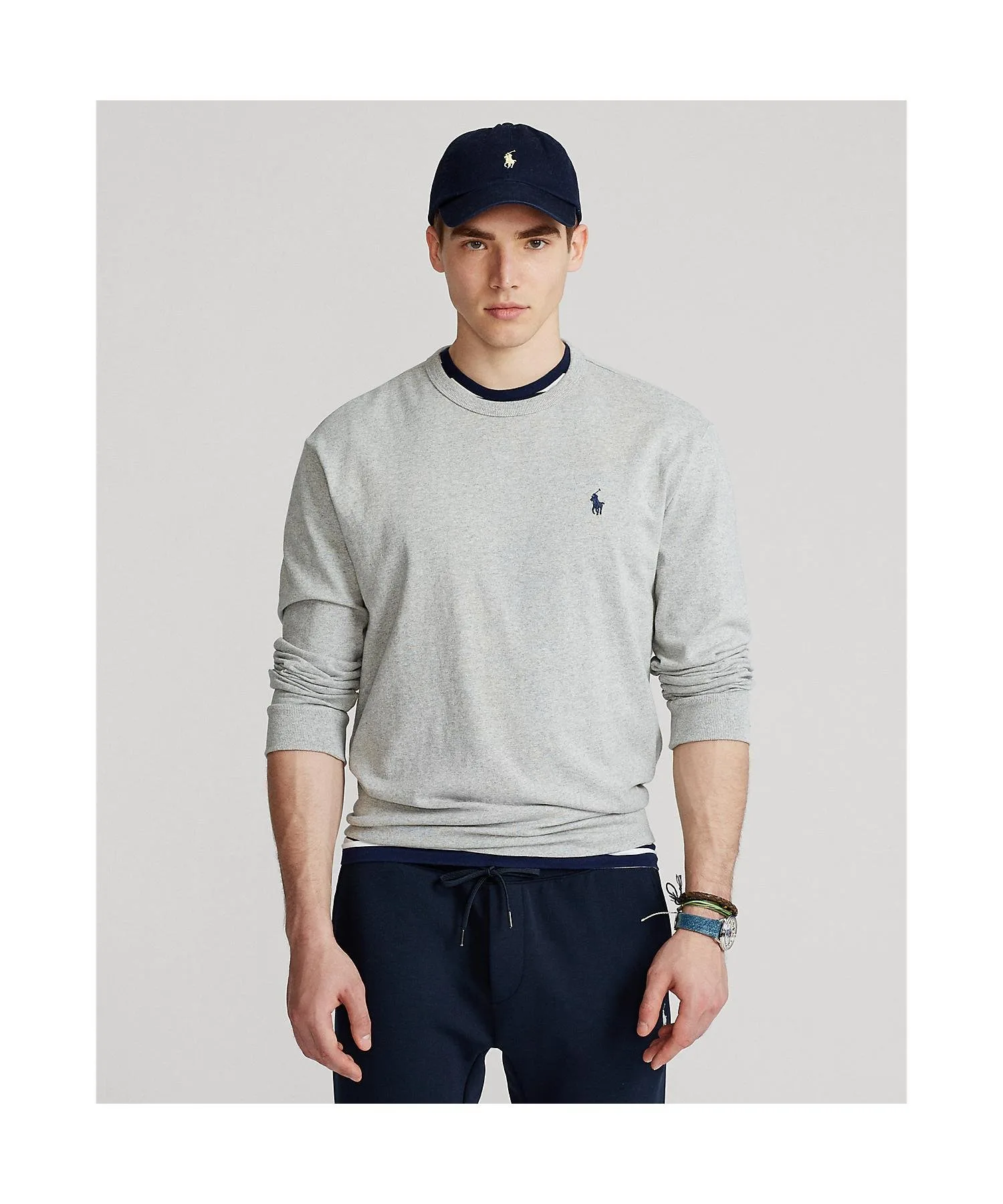Классическая трикотажная футболка с длинными рукавами Polo Ralph Lauren, 020 Gray