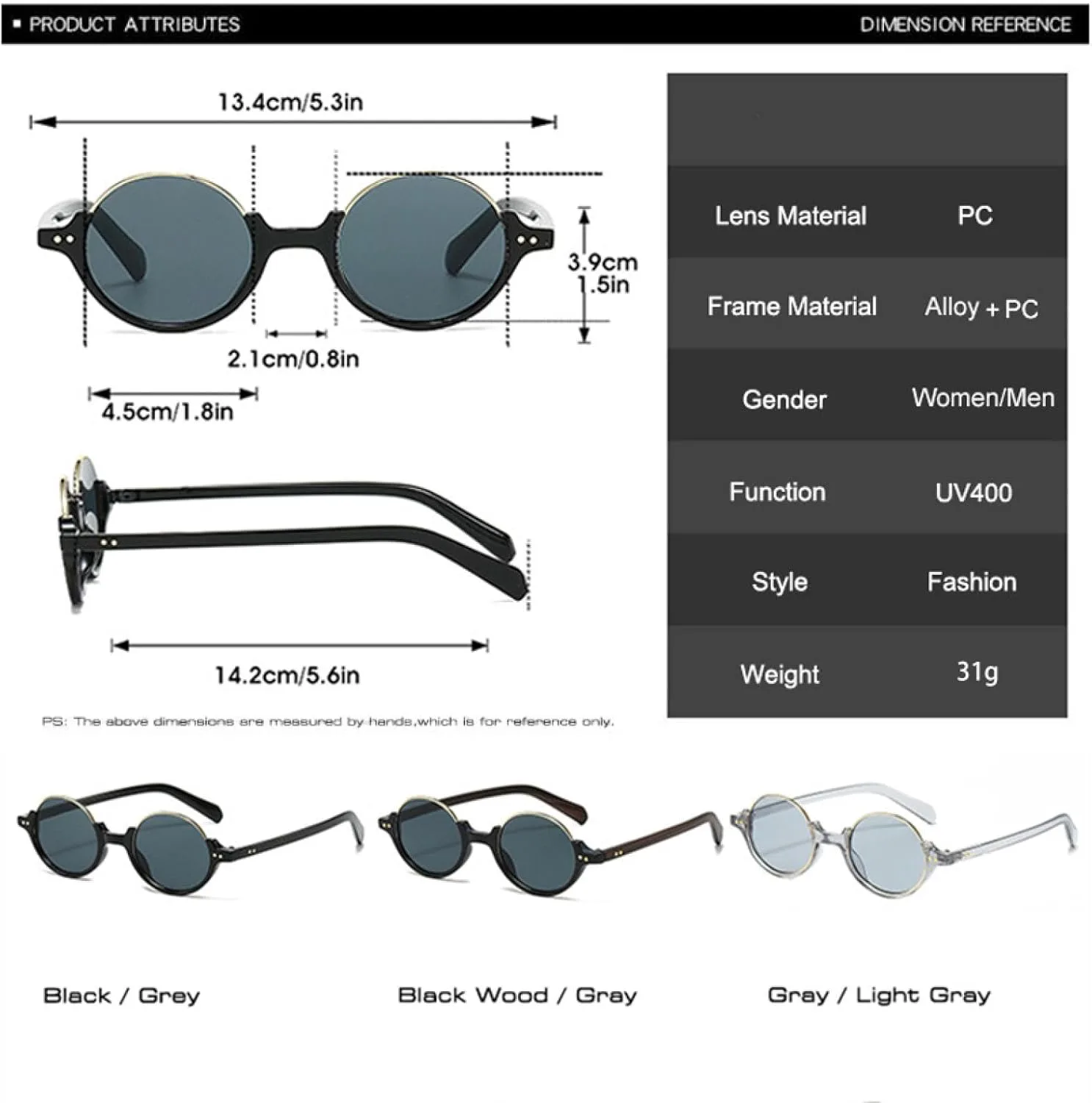 

Полуметаллические круглые женские солнцезащитные очки в винтажном стиле с заклепками, панк-стиль, модные мужские градиентные очки UV400 TVTBBVV, Black Grey