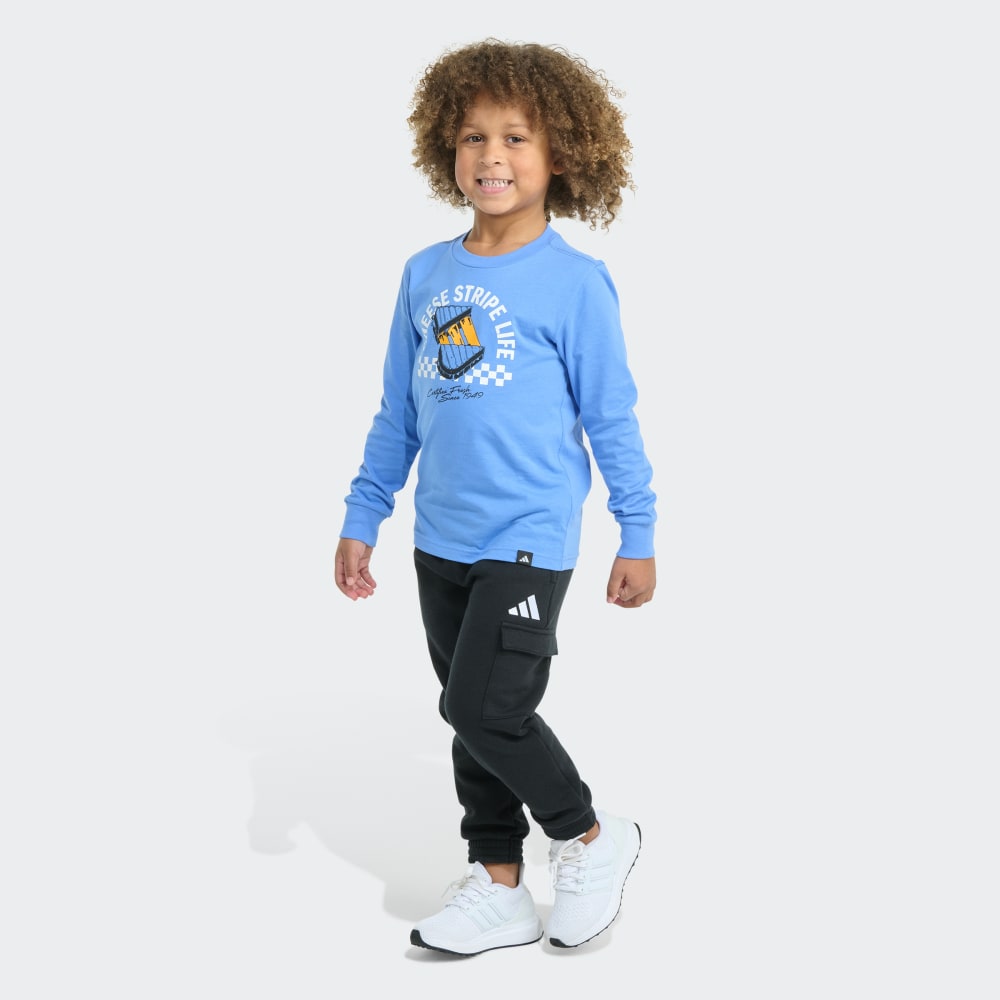 

Спортивный костюм Adidas 2-Piece Long Sleeve Graphic Cotton Tee & Elastic Waistband Cargo Jogger Set, цвет Blue Fade