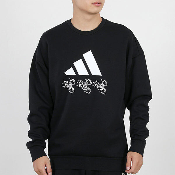 Толстовка adidas logo Applique Hooded Round-neck Loose Sweater Men Black, черный — фото 3