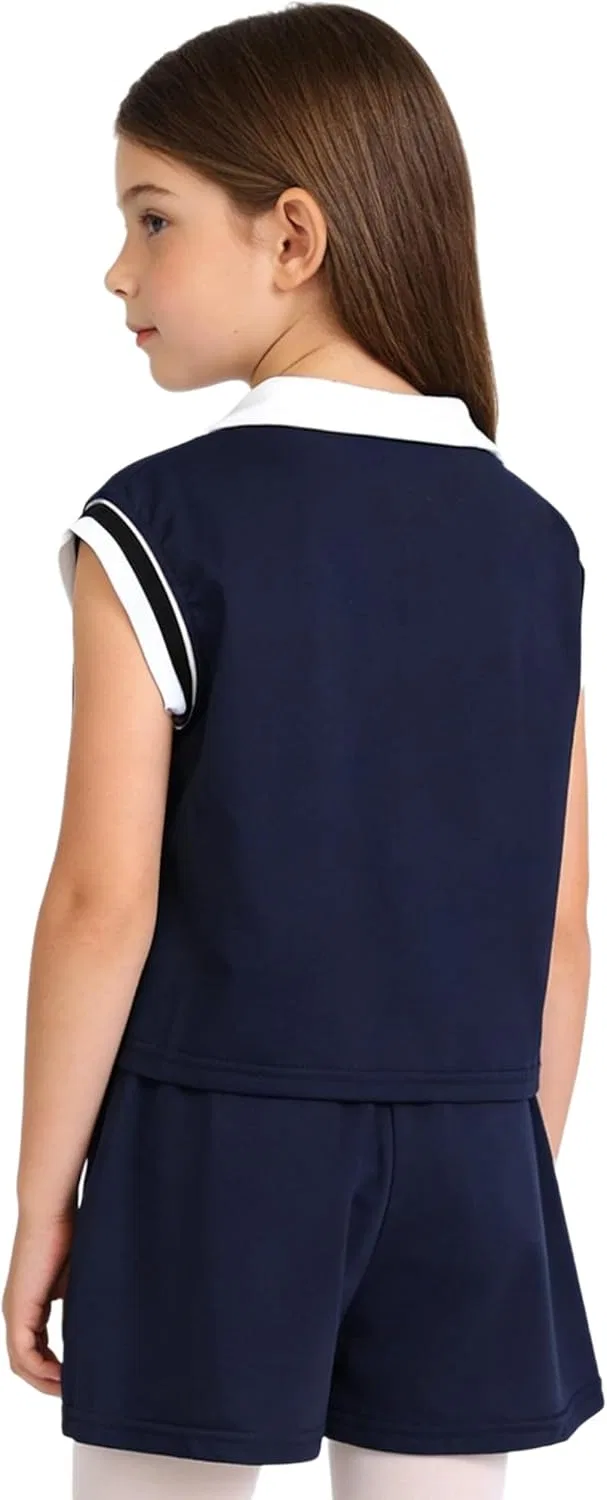Детский спортивный костюм из топа и юбки Loodgao, Navy Blue — фото 4