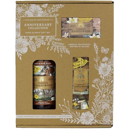 

Подарочная коробка на годовщину для рук и тела с индийским сандалом The English Soap Company