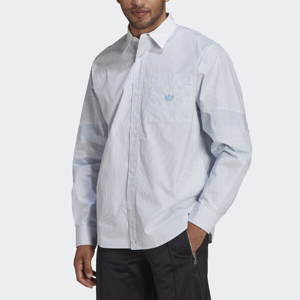 Рубашка adidas originals Casual Sports Long Sleeves Shirt Sky Blue, синий — фото 2
