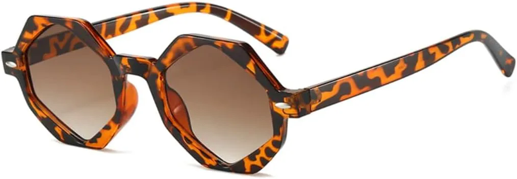 

Ретро-солнцезащитные очки Polygon Jelly Tea для женщин, модные градиентные очки, защита от УФ-излучения UV400 для мужчин, с заклепками UUPTTPL, Leopard Tea Gradient