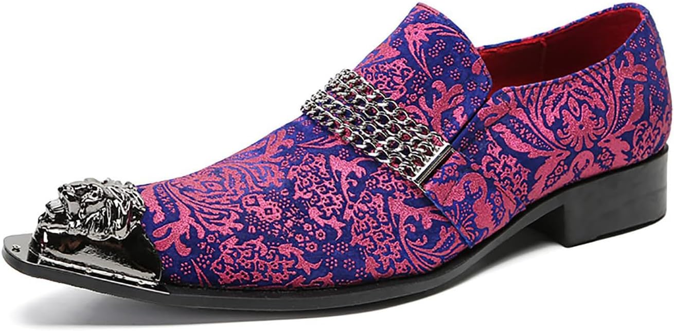 

Мужские лоферы Santimon, свадебное платье, повседневные слипоны, настоящая кожа, мокасины с металлическим носком, цепочкой, пенни-лоферы, модные туфли для выпускного, смокинга, западного бального вечера, дискотеки для мужчин, фиолетовый