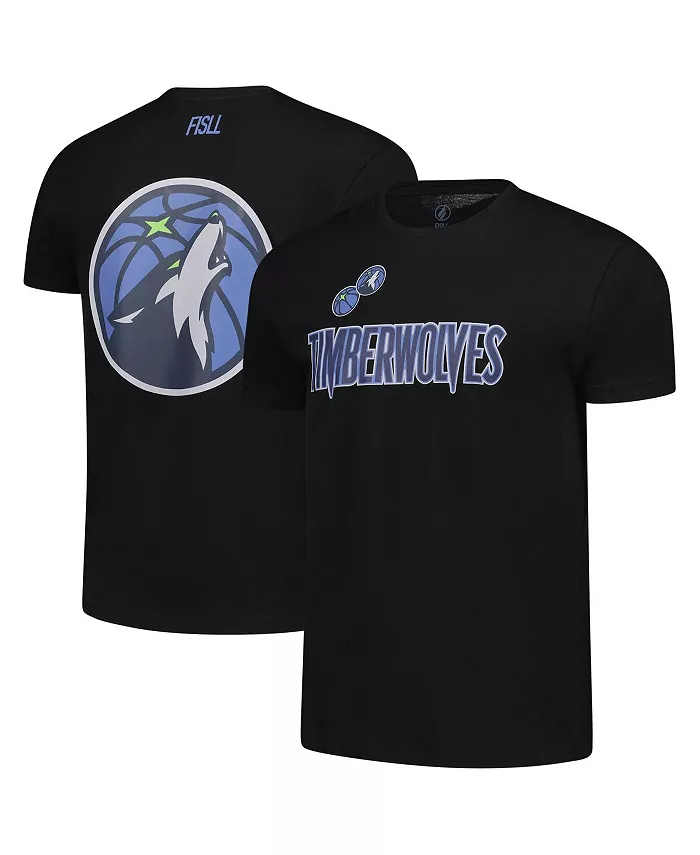 

Мужская и женская черная футболка Minnesota Timberwolves с оверсайз логотипом FISLL