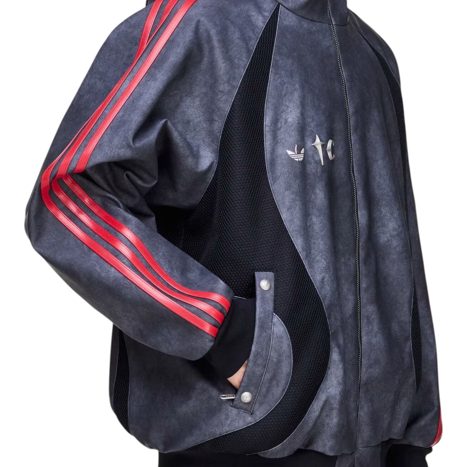 Куртка из искусственной кожи Adidas x THUG CLUB TEAMGEIST «Black Antique Silver» — фото 4