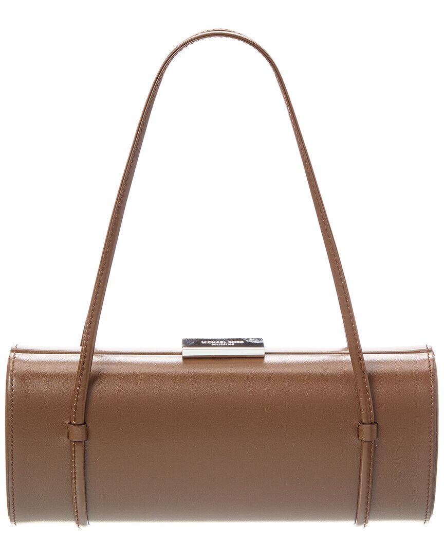

Michael Kors Collection Natalie Двухремешковая кожаная бочкообразная сумка, коричневый