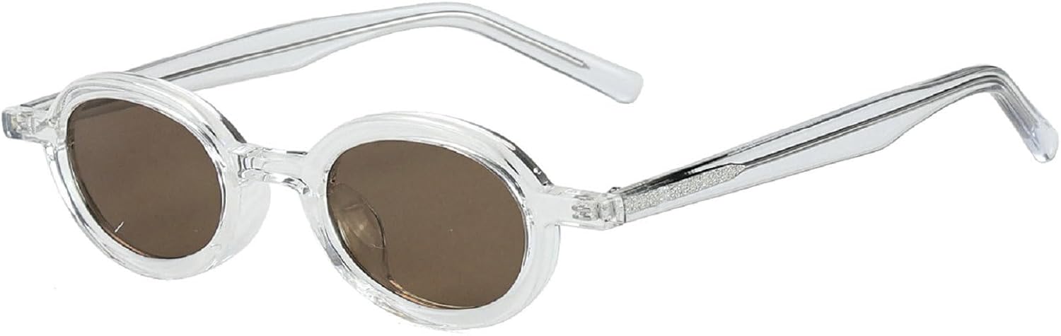 

Ретро-солнцезащитные очки овальной формы для женщин и мужчин, модные солнцезащитные очки 2025 года, узкие солнцезащитные очки с защитой от УФ-излучения UV400 mincl, Clear Brown