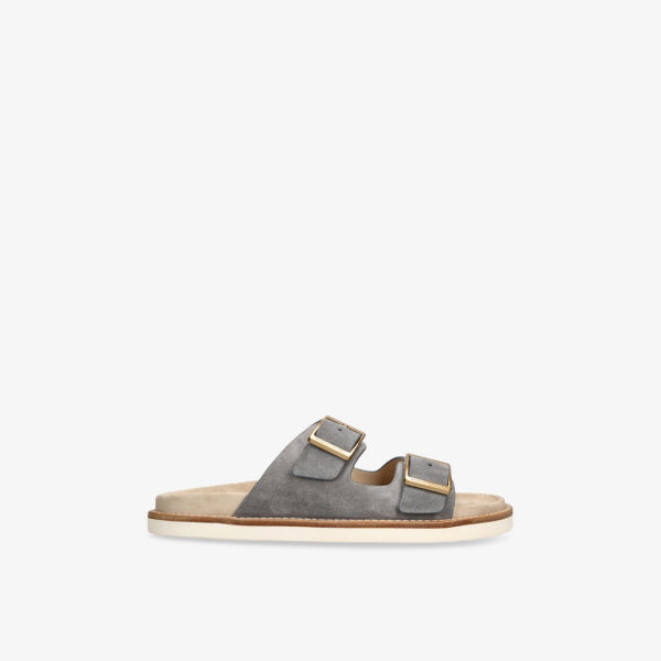 

Сандалии-слипоны Brunello Cucinelli из замши на двух ремешках, мультиколор