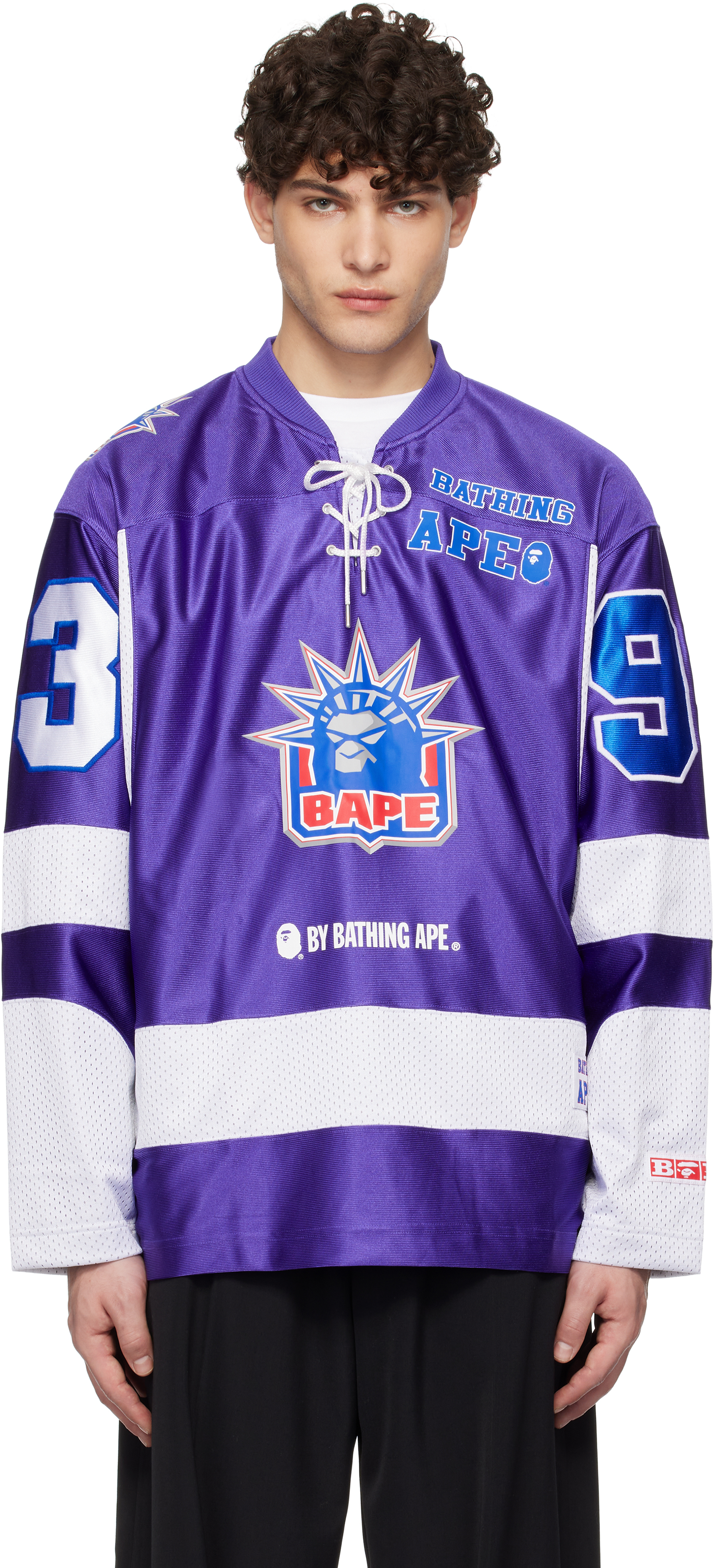 

Футболка с многочисленными логотипами для хоккея на льду BAPE, фиолетовый