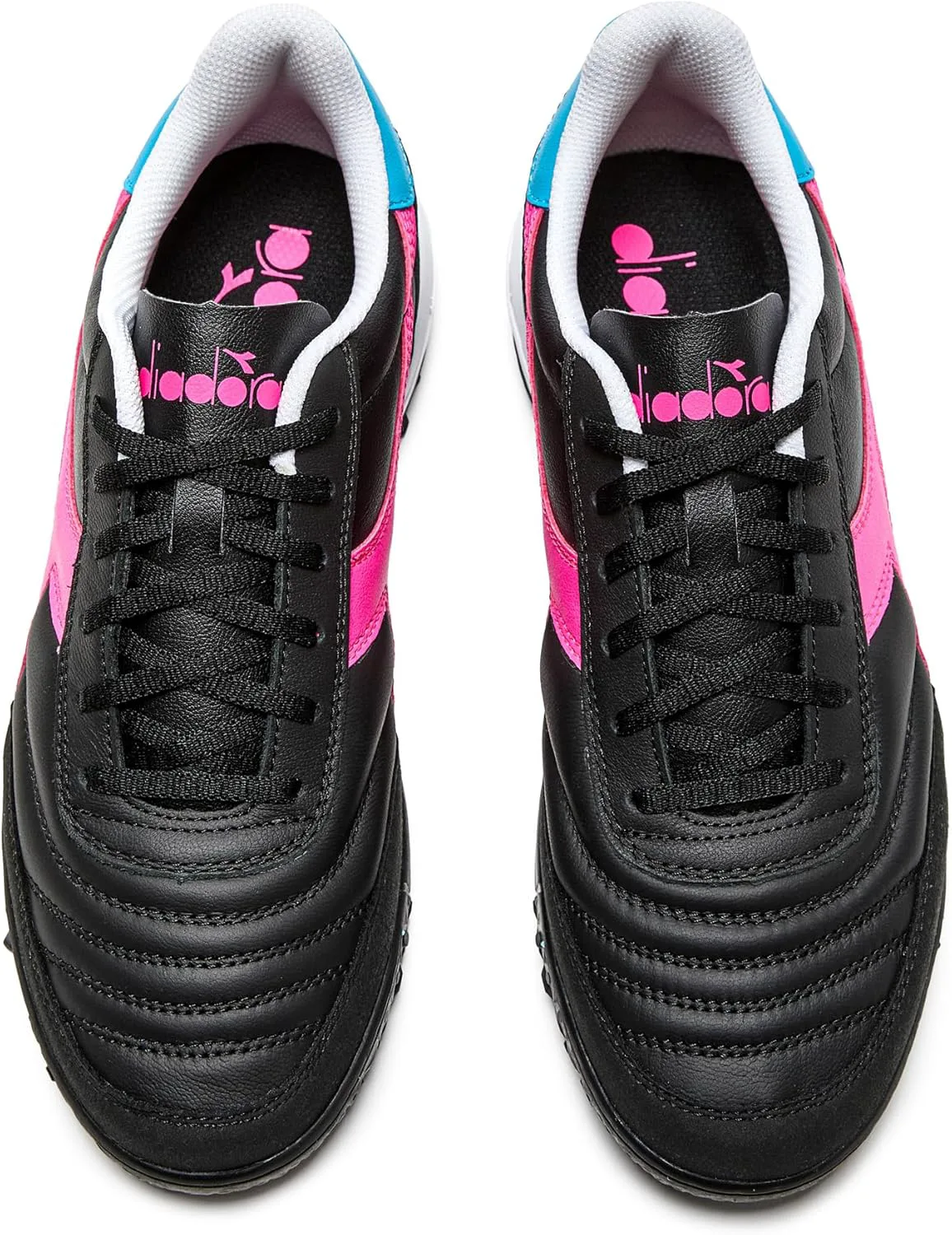 Футбольные бутсы Diadora Calcetto LT для игры на искусственном газоне - натуральная кожа, улучшенная амортизация, резина с повышенной износостойкостью, искусственный газон, оптимальное сцепление и стабильность, черный/розовый/синий — фото 3