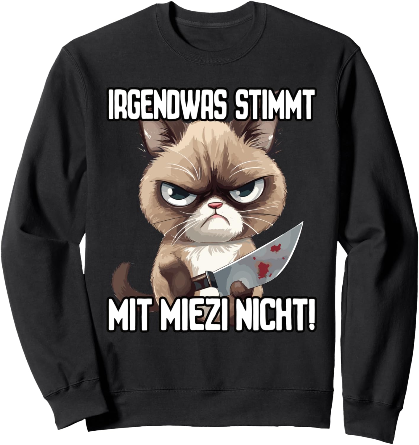 

Кот с ножом (смешно), Толстовка Что-то не так с кошкой Funny Saying I Animals & Fun I Ladies & Gentlemen, черный
