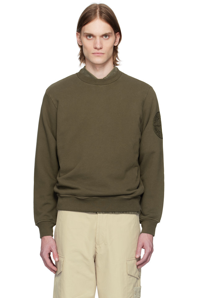 

Хлопковый флисовый свитшот Stone Island, зеленый