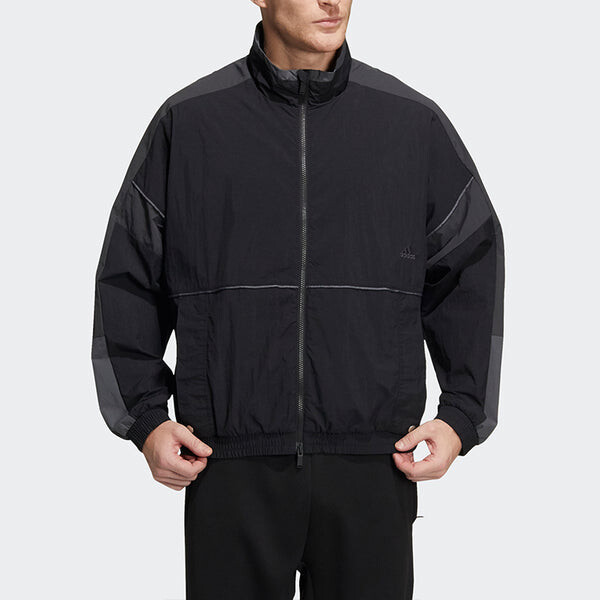 Куртка adidas Contrast Color Stitching Long Sleeves Sports Jacket Black, черный — фото 2