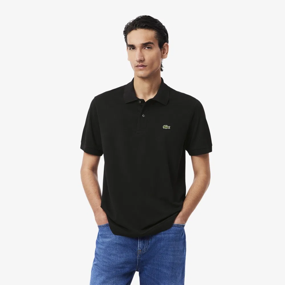 Футболка-поло мужская Lacoste классического кроя, лёгкая, черный