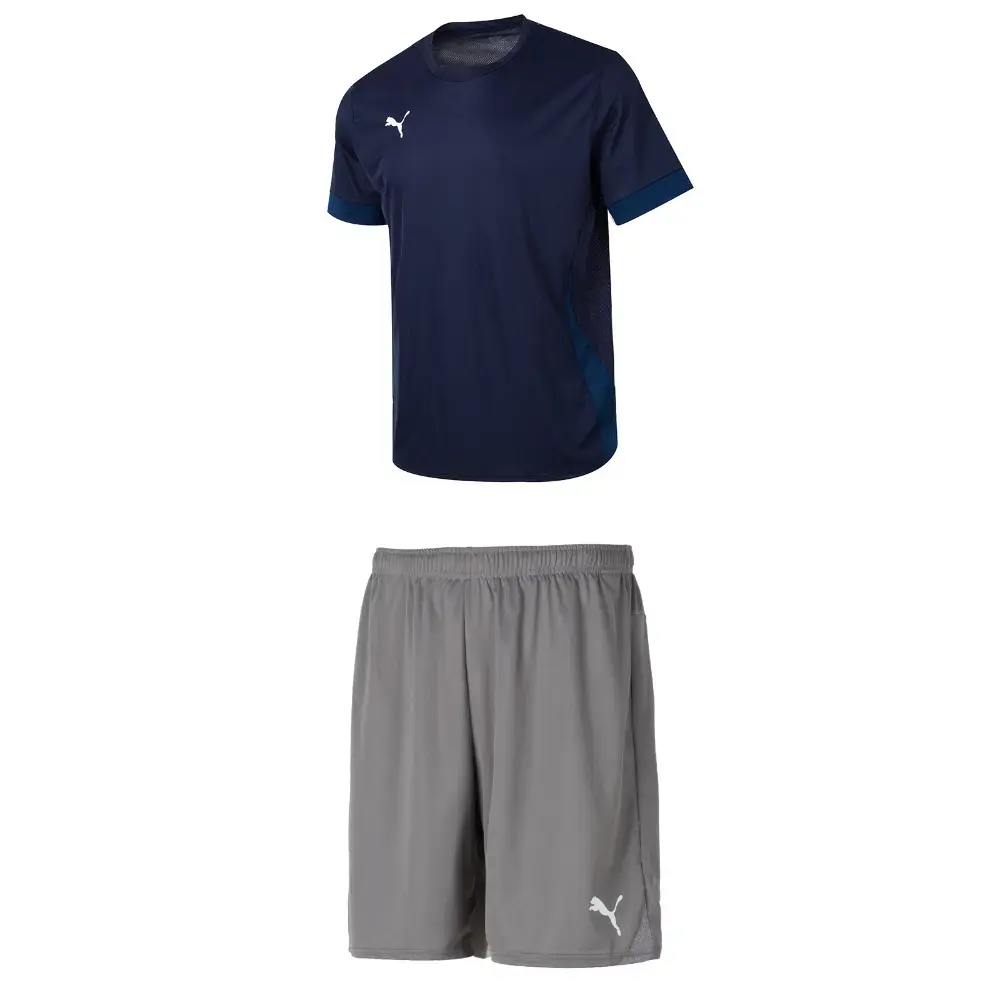 

Повседневный спортивный мужской комплект: синий топ + серые шорты Puma, синий