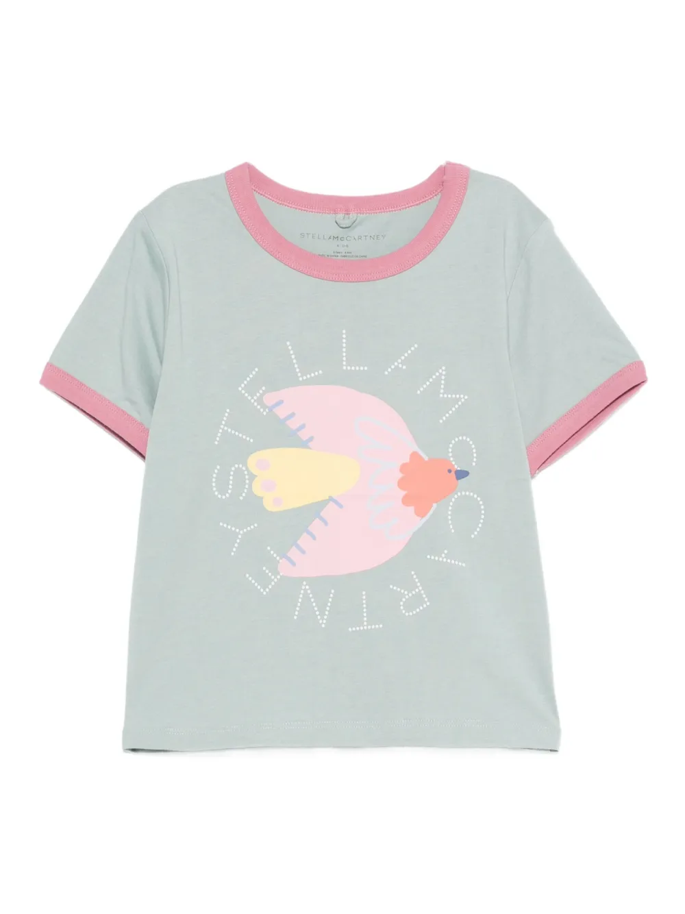 

Футболка в стиле рингер с принтом птиц Stella McCartney Kids, зеленый