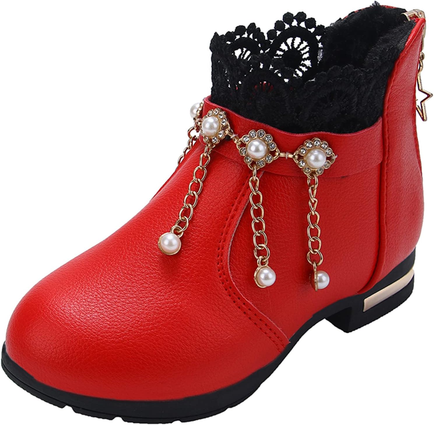 

Детские ботильоны для девочек с боковой пряжкой и молнией, нарядные ботинки - детская обувь для прогулок с хрупким ремешком, низкие Egmy, Red