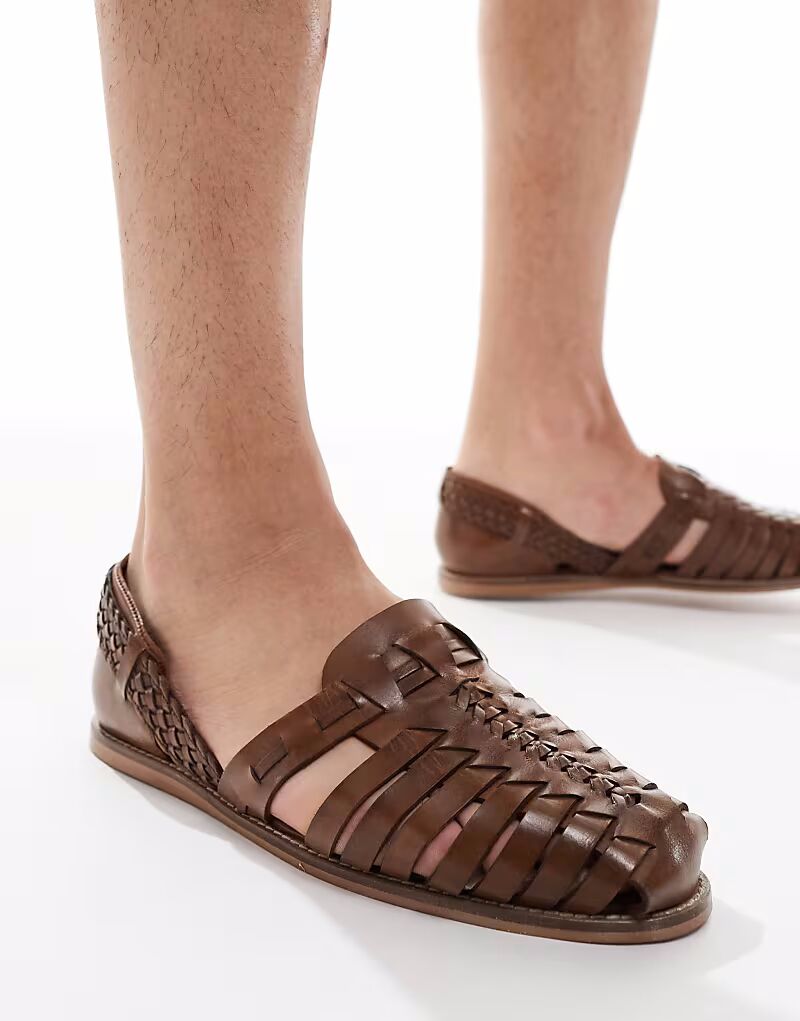 

Сандалии ASOS DESIGN в стиле рыбалки из коричневой кожи