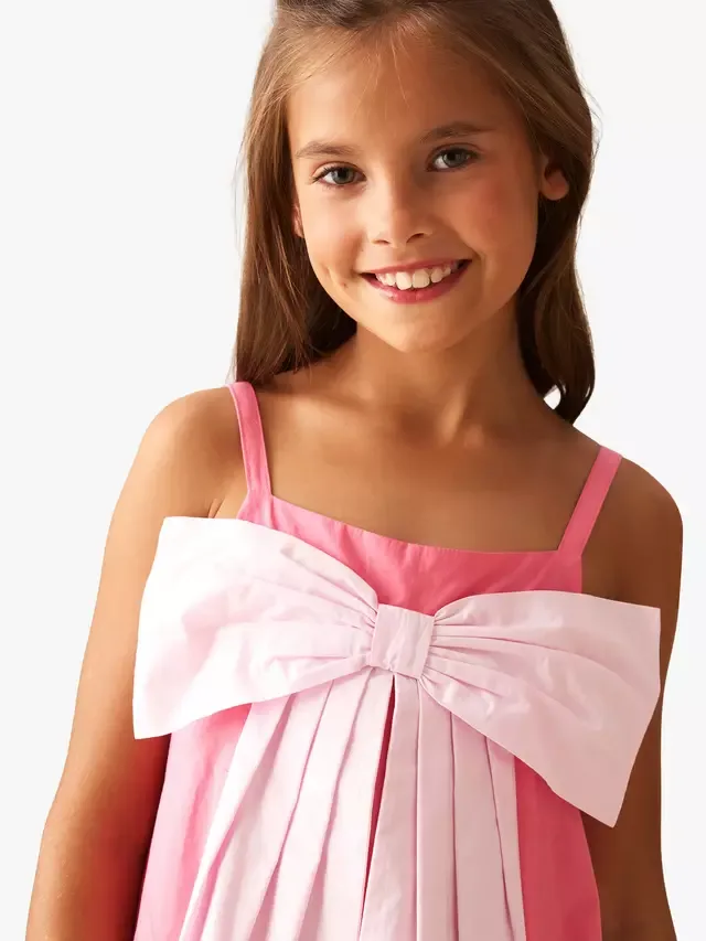 Детское хлопковое платье без рукавов с большим бантом, розовое Angel & Rocket — фото 2