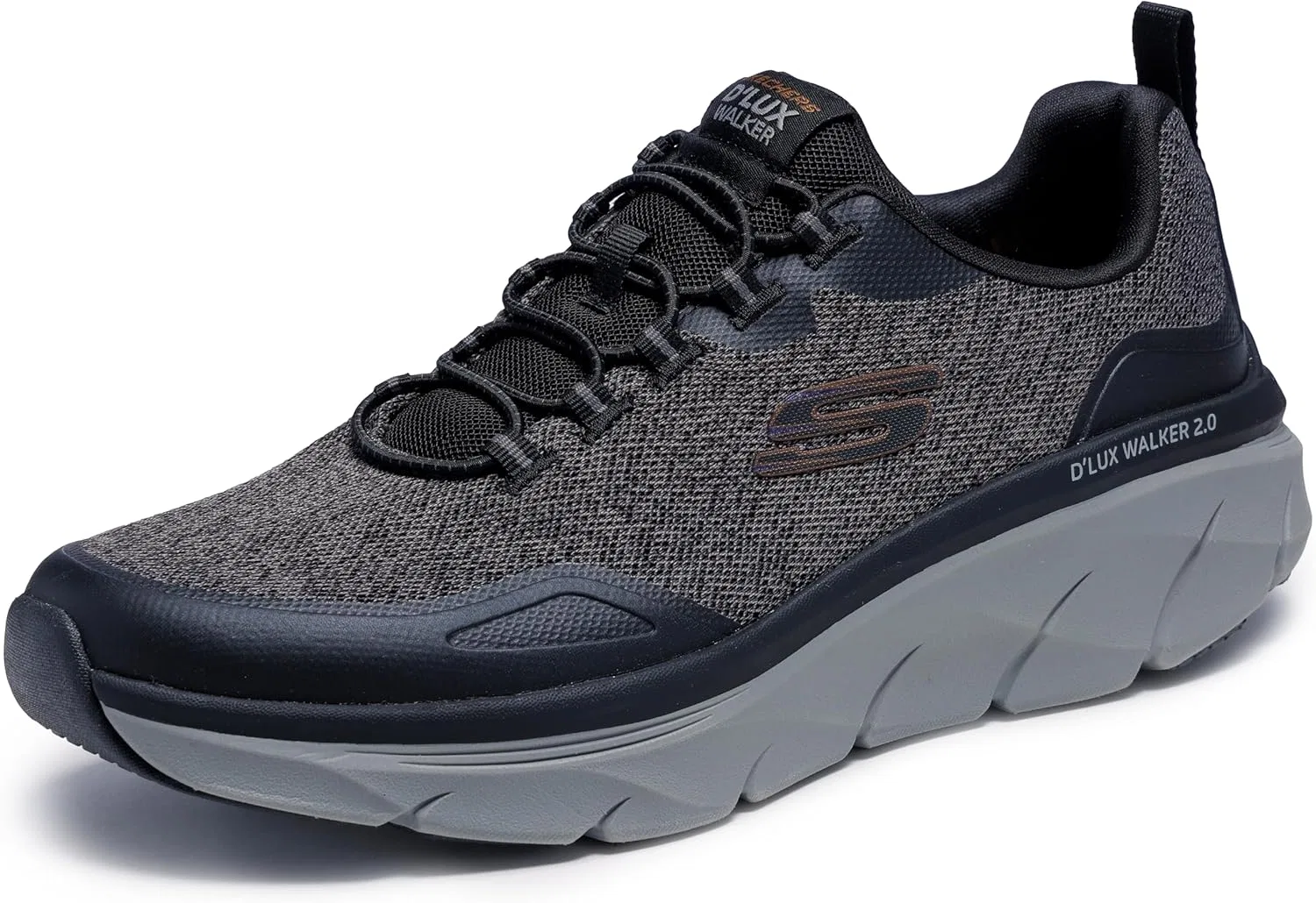 Кроссовки Skechers D'lux Walker 2.0 Steadyway для мужчин, Black Mesh Synthetic Charcoal Trim