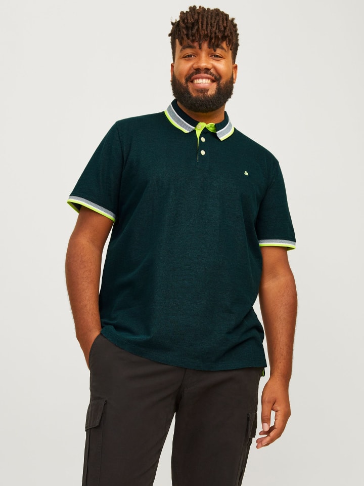 

Поло Jack & Jones + Fit Polo Shirt JJEPAULOS Sommer Hemd Pique, цвет Neon Grün