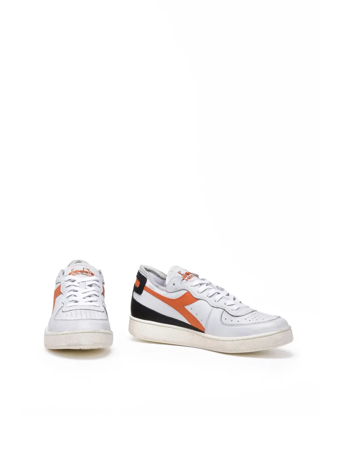 DIADORA HERITAGE Серые и оранжевые кожаные кроссовки Basket Row — фото 2