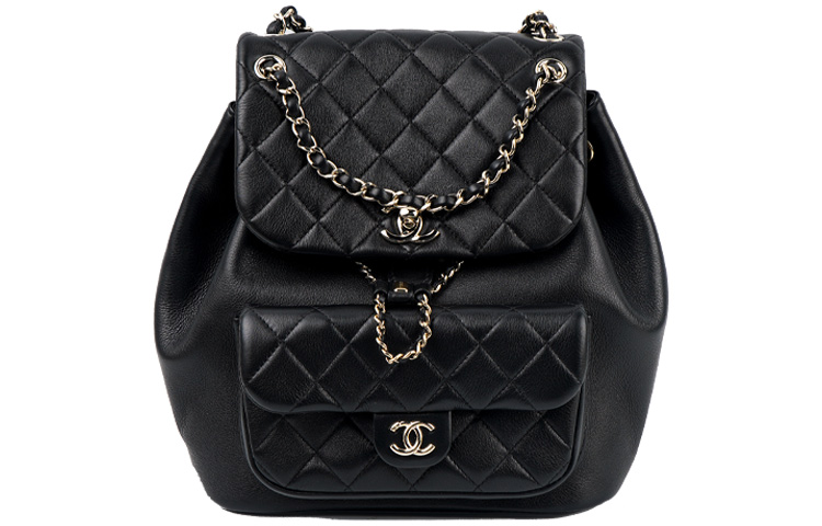 

Chanel Рюкзак Duma из телячьей кожи с золотыми металлическими элементами, женский, черный