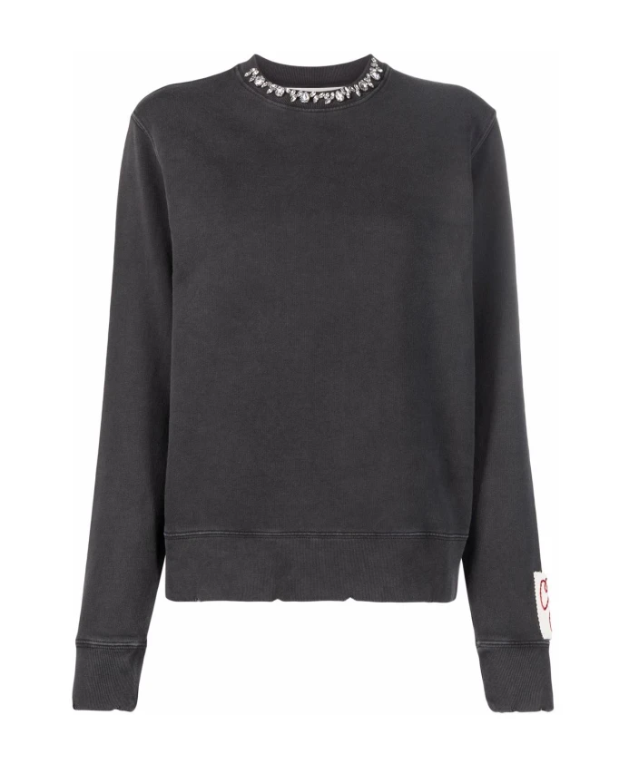 

Хлопковая толстовка, украшенная кристаллами. Golden Goose, серый