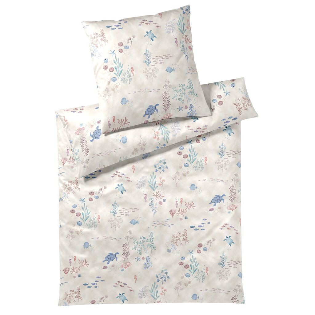 

Элегантное постельное белье из сатина Mako Sea Life песочный 135х200 см + 80х80 см Elegante