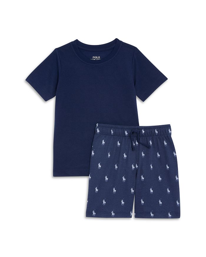 

Детский пижамный комплект из джерси - футболка и шорты для мальчиков Polo Ralph Lauren, синий