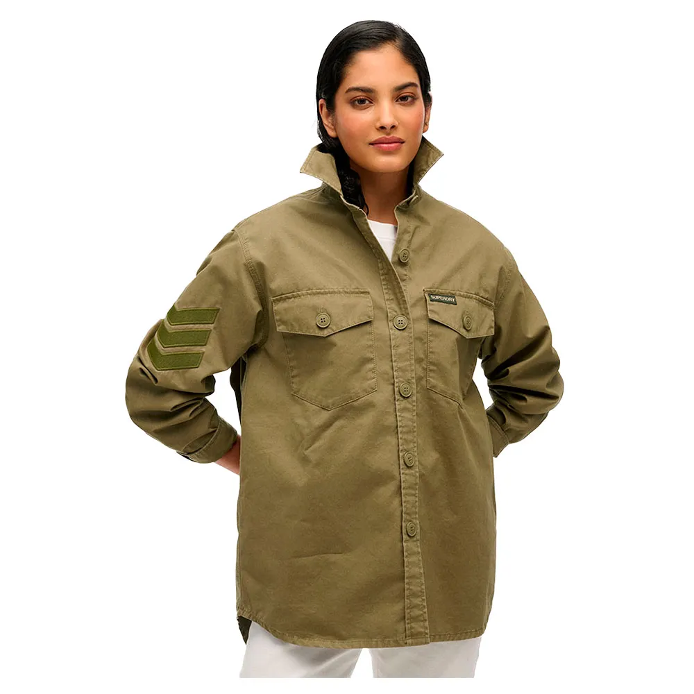 

Рубашка с длинным рукавом Superdry Military Emb Oversized, зеленый