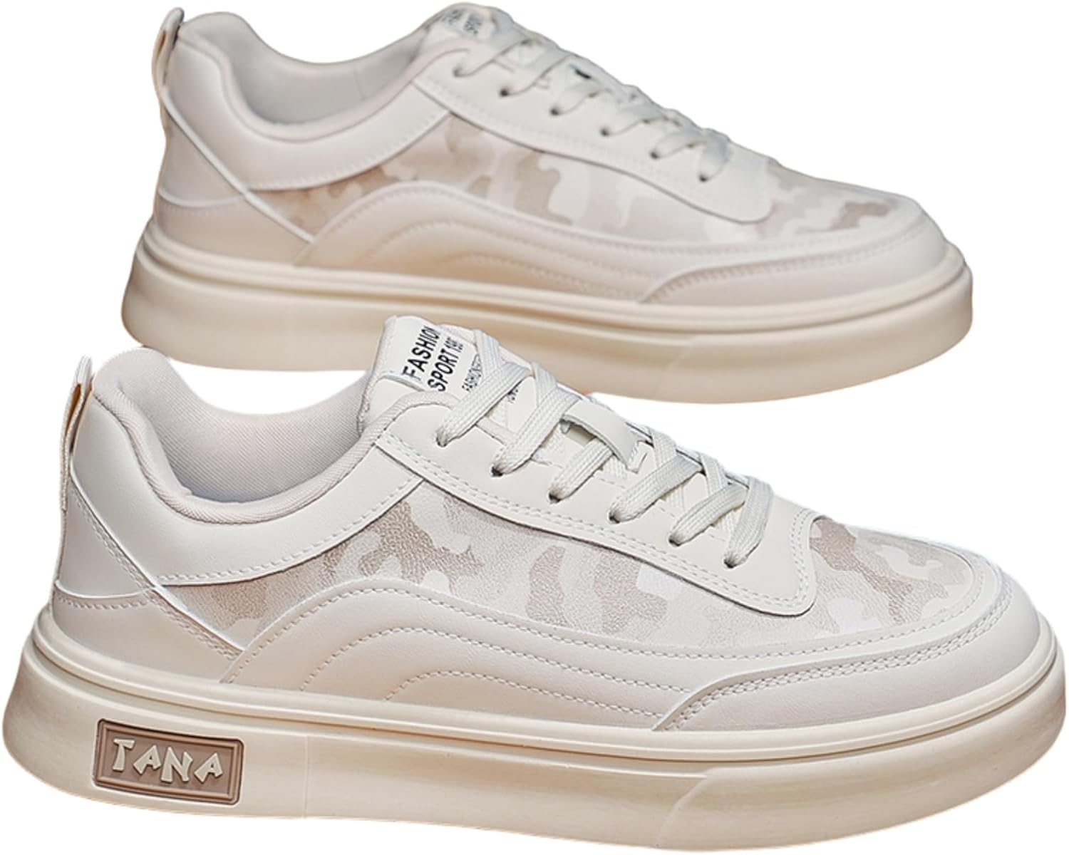 

Мужские модные низкие кеды спортивного стиля, подходящие для скейтбординга, прогулок и вождения, с противоскользящей подошвой Khwfjas, бежевый