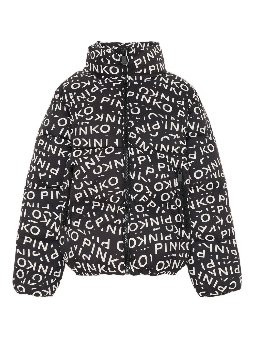 

Стёганая куртка с принтом логотипа Pinko Kids, черный