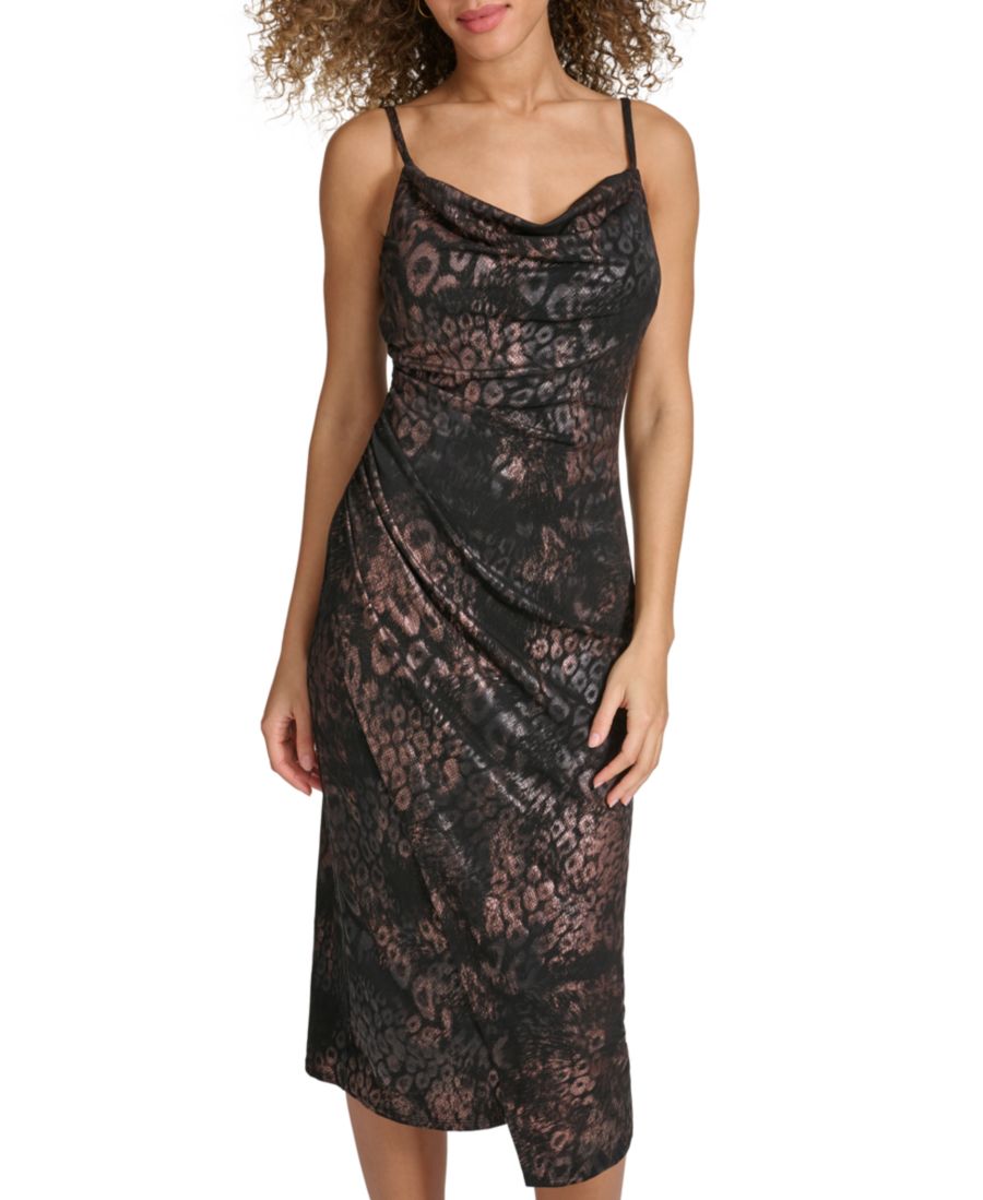 

Женское облегающее трикотажное платье с фольгированным покрытием Siena, Black/Bronze