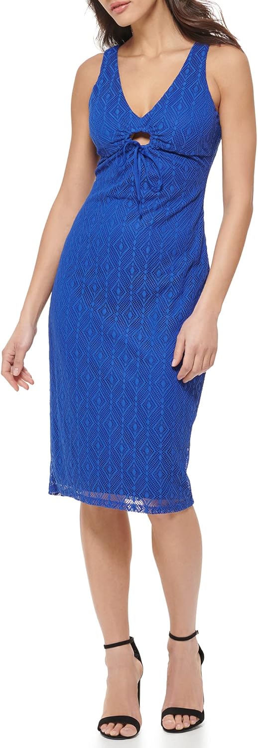 

Женское платье-футляр Guess из геометрического кружева с отделкой в ​​виде замочной скважины, Cobalt