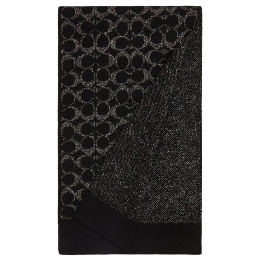 

COACH Шерстяной шарф из мериноса унисекс черный, Black